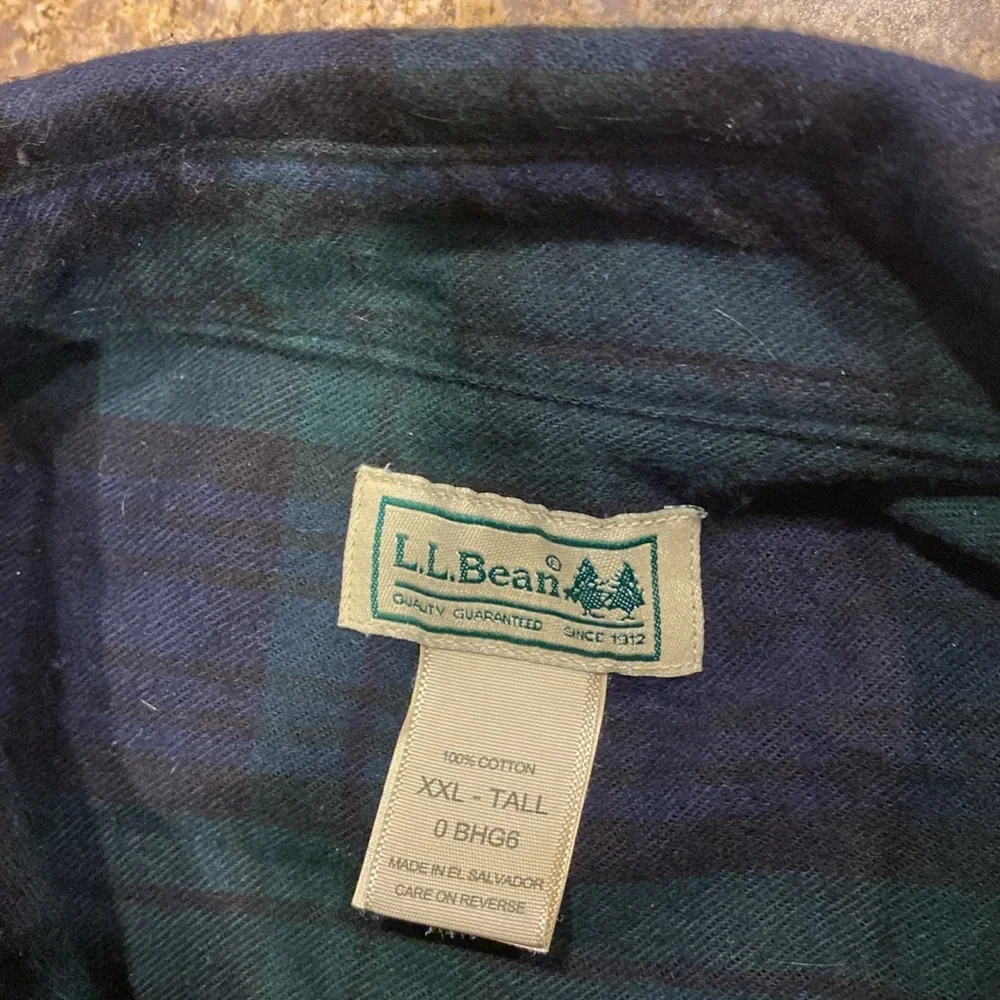 L.L. Bean Long Sleeve Plaid Flannel Cotton Shirt With FLAWS XXL Tall